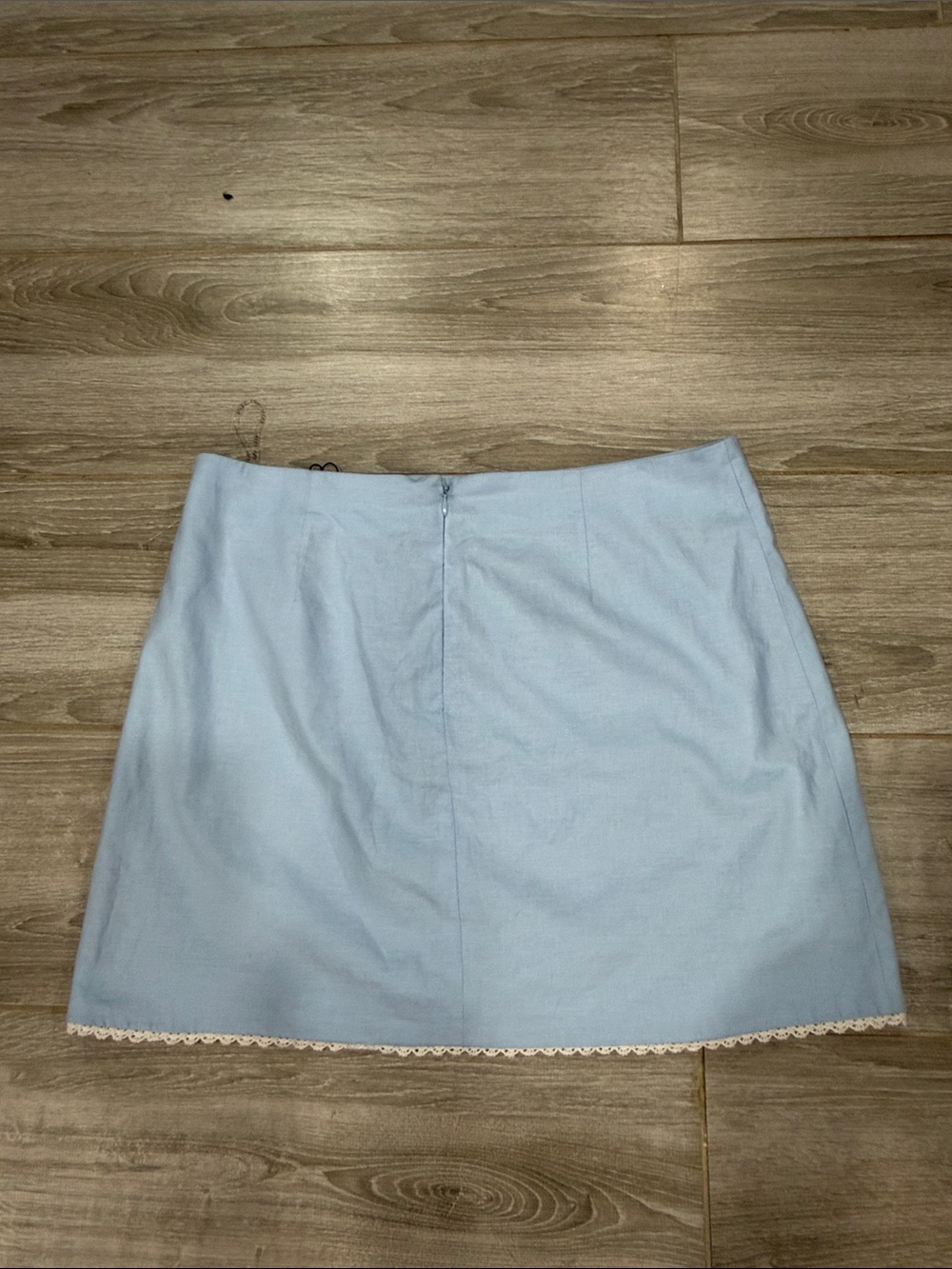 Avec Les Filles Blue Embroidered Floral Skirt size 12 - Picture 3 of 3